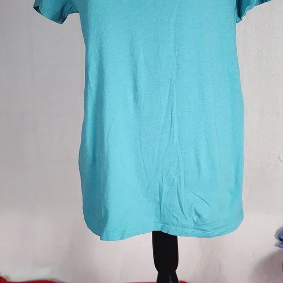 Salt Life Live Salty Pastel Green Yellow Cotton Cap Sleeve Palm Promenade Tee M - Picture 5 of 16